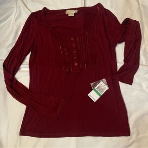 NWT Michael Kors 2000’s vintage holiday shirt top, size large, maroon red